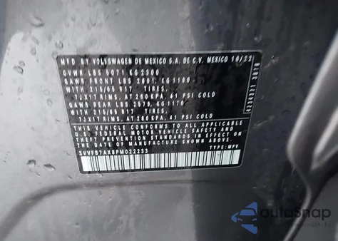 2023 Volkswagen Tiguan 2.0T S z USA, uszkodzony, nr VIN 3VVFB7AX8PM022233